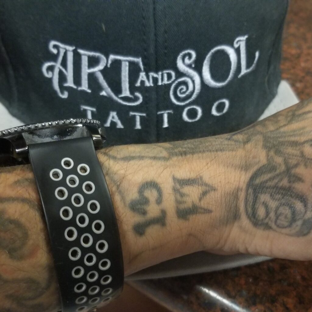 Lucky 13 tattoos for friday the 13th on David Meek owner of Art and Sol Tattoo in Tucson Arizona